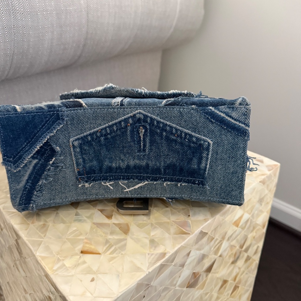 Balenciaga Hourglass Denim Patchwork Top Handle Bag - Picture 4 of 6